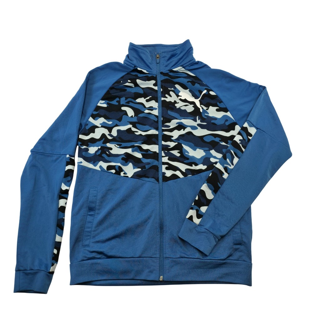PUMA Blue Camo Track Jacket Medium Zip Up Polyester Full Zip Sportswear M